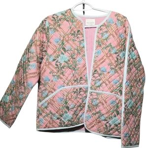 Marigold By Victoria Dunn New Without Tag XL Floral Pink Quilted Jacket PTP 24